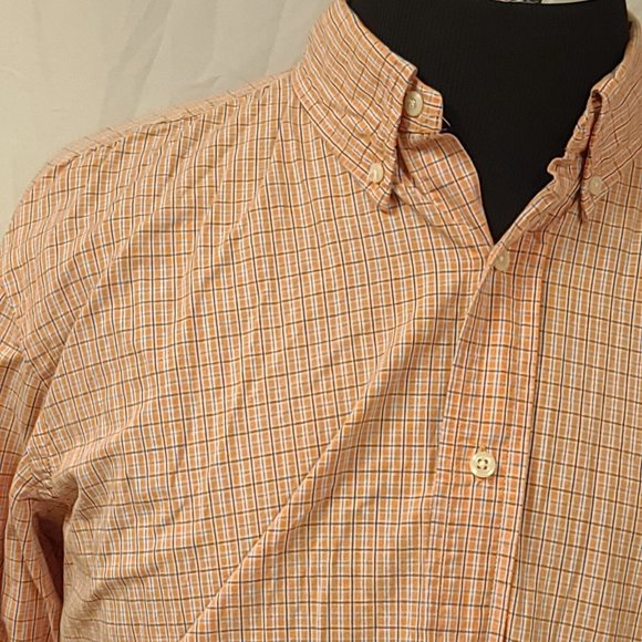 Steve & Barry’s Mens Large Orange Stripe Long Sleeve Button Up Shirt 16-16.5 - Picture 4 of 11
